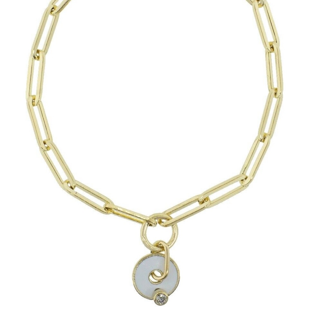 Foundrae Champleve Enamel Diamond Disk Bracelet